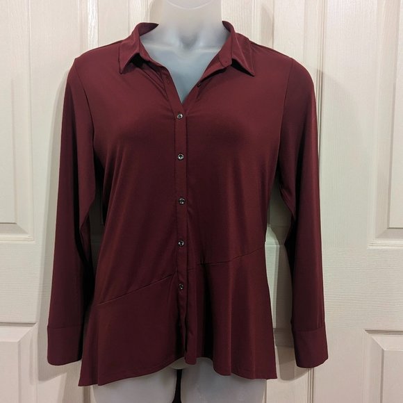DISCOUNTED FINAL PRICE H by Halston Button Down Asymmetrical Tunic Top - Picture 1 of 7